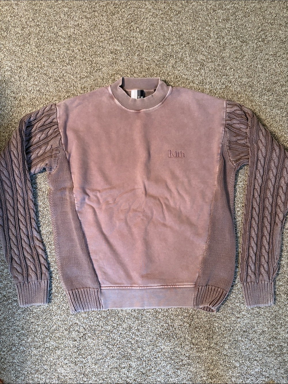 Kith Combo Knit Dusty Rose Mixed-Knit Crewneck Sweater